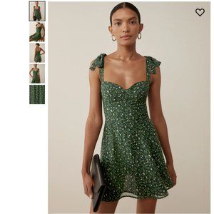 Reformation Green Floral Mini Dress